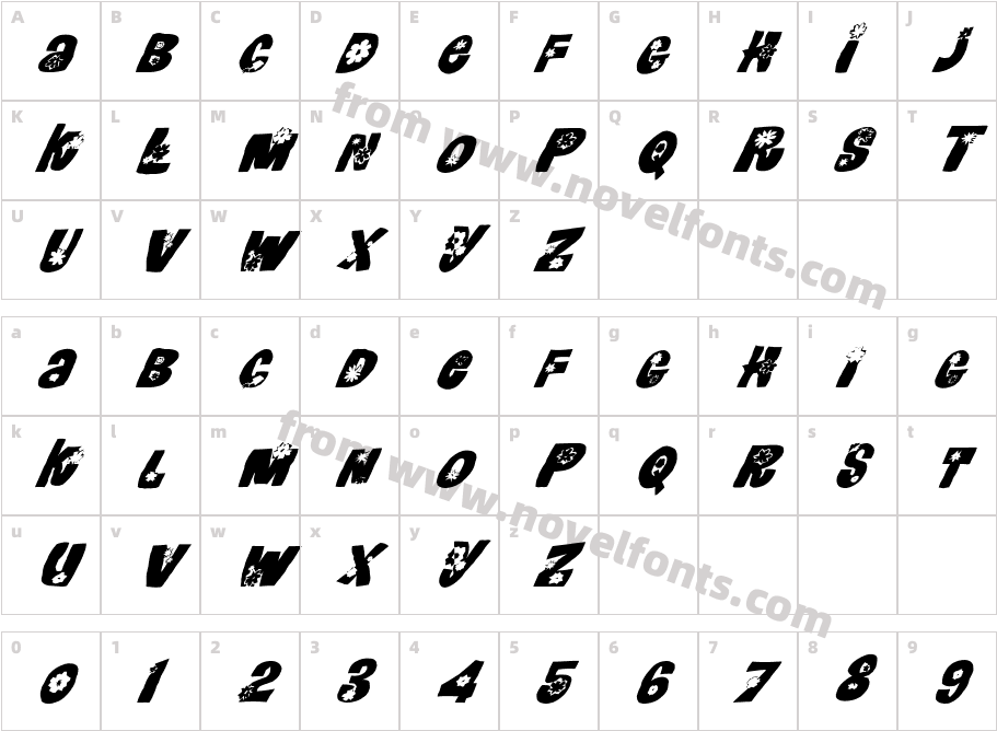 FZ UNIQUE 3 MANGLED ITALICCharacter Map