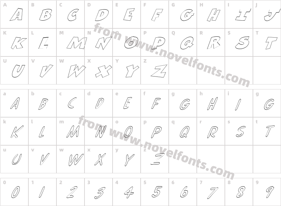 FZ UNIQUE 30 HOLLOW ITALICCharacter Map