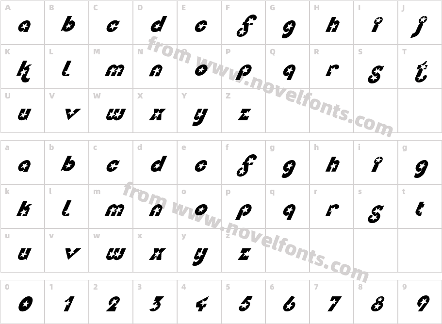 FZ UNIQUE 34 ITALICCharacter Map