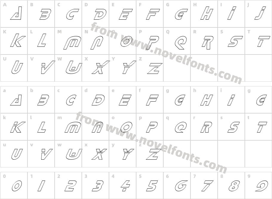 FZ UNIQUE 35 HOLLOW ITALICCharacter Map