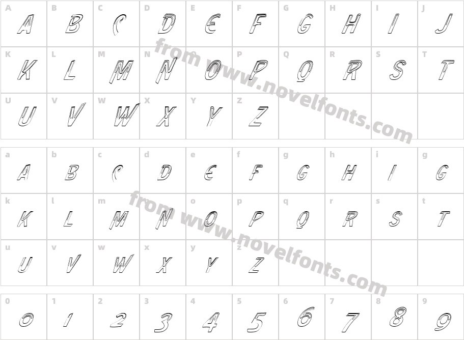 FZ UNIQUE 4 HOLLOW ITALICCharacter Map