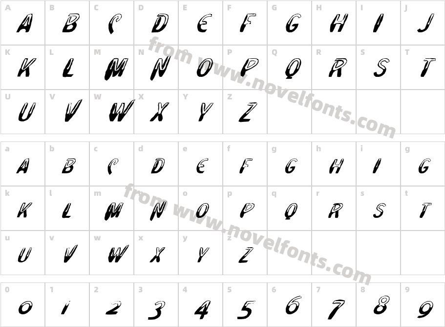 FZ UNIQUE 4 MANGLED ITALICCharacter Map