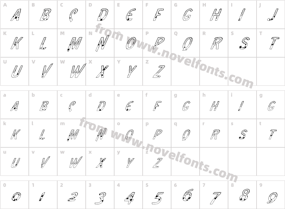 FZ UNIQUE 4 SPOTTED ITALICCharacter Map