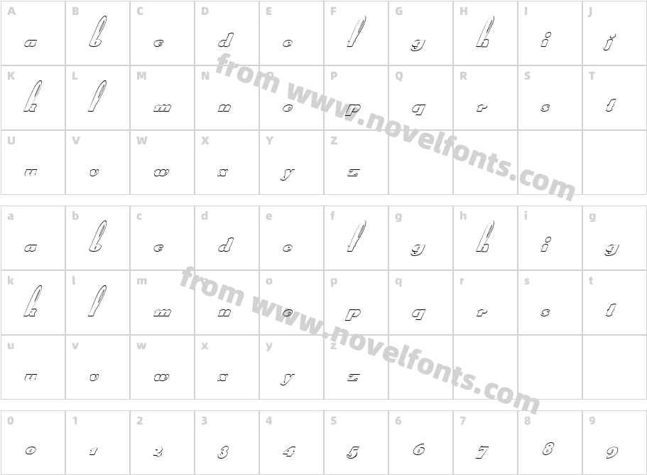 FZ UNIQUE 41 HOLLOW ITALICCharacter Map