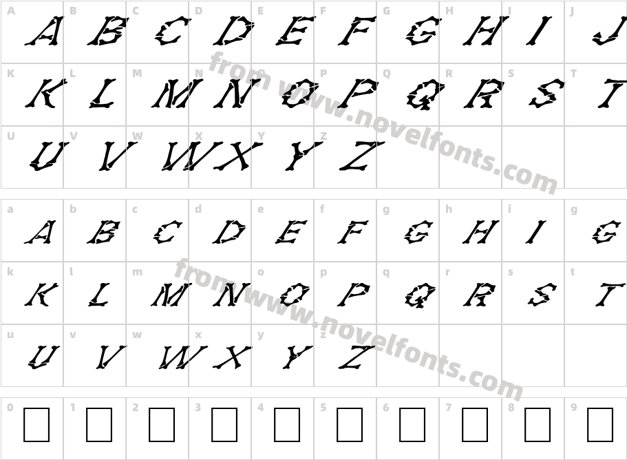 FZ UNIQUE 5 ITALICCharacter Map