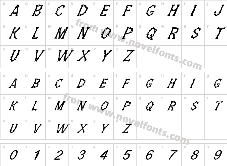 FZ UNIQUE 5 MANGLED ITALICCharacter Map