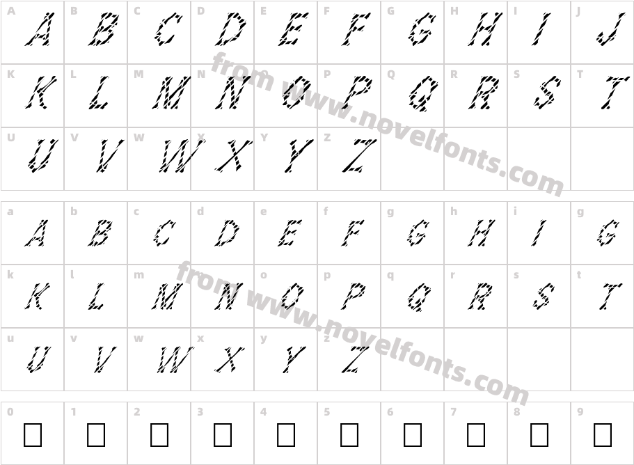 FZ UNIQUE 5 STRIPED ITALICCharacter Map