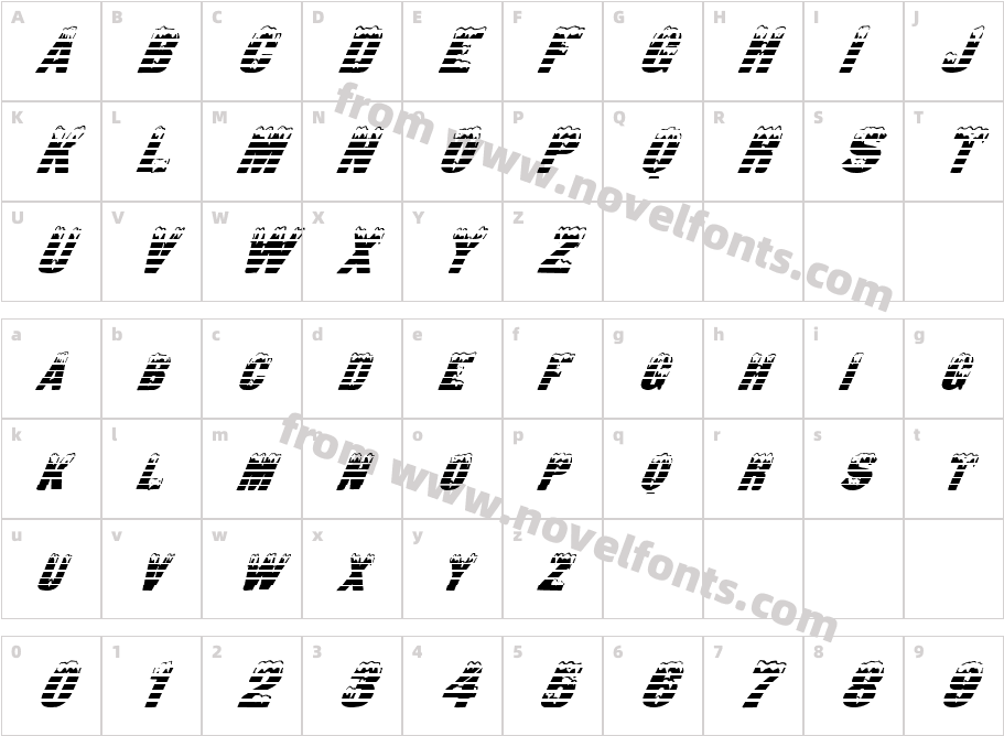 FZ UNIQUE 6 STRIPED ITALICCharacter Map