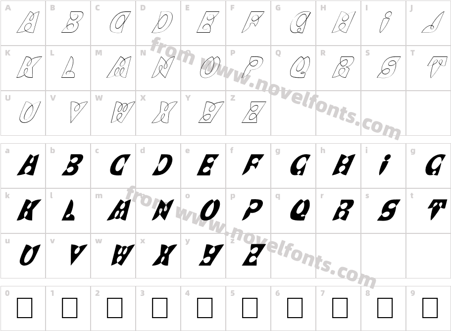 FZ UNIQUE 7 ITALICCharacter Map