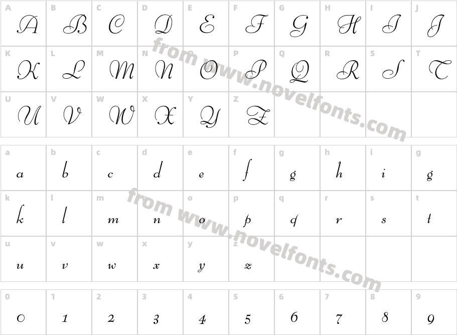 BernhardSchoenschriftEF-LightCharacter Map