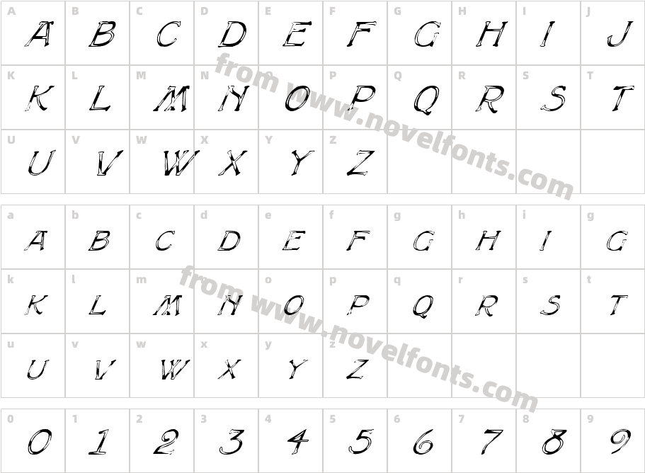 FZ UNIQUE 8 ITALICCharacter Map