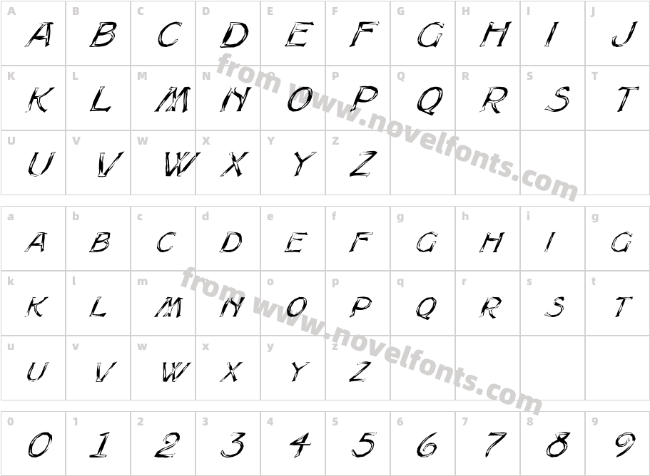 FZ UNIQUE 8 MANGLED ITALICCharacter Map