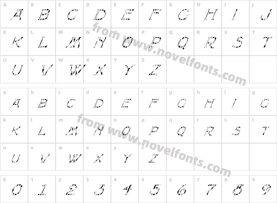 FZ UNIQUE 8 STRIPED ITALICCharacter Map