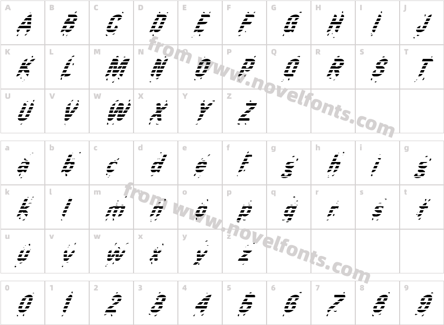 FZ UNIQUE 9 STRIPED ITALICCharacter Map