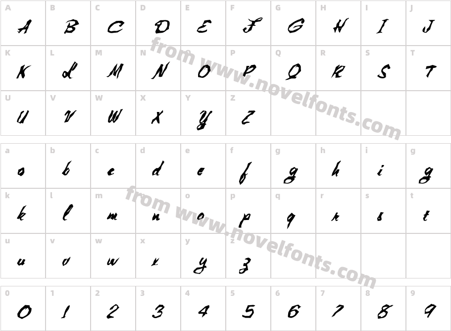 FZ WACKY 1 ITALICCharacter Map