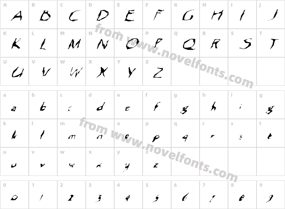 FZ WACKY 12 ITALICCharacter Map