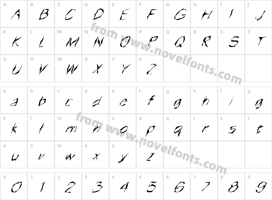 FZ WACKY 14 ITALICCharacter Map