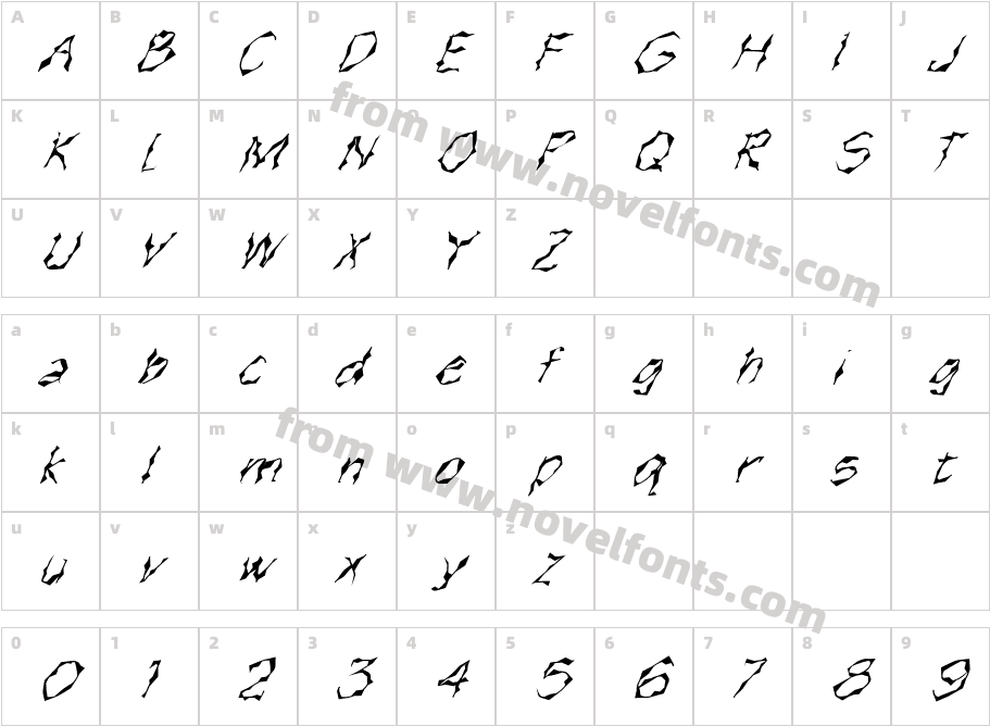 FZ WACKY 15 ITALICCharacter Map