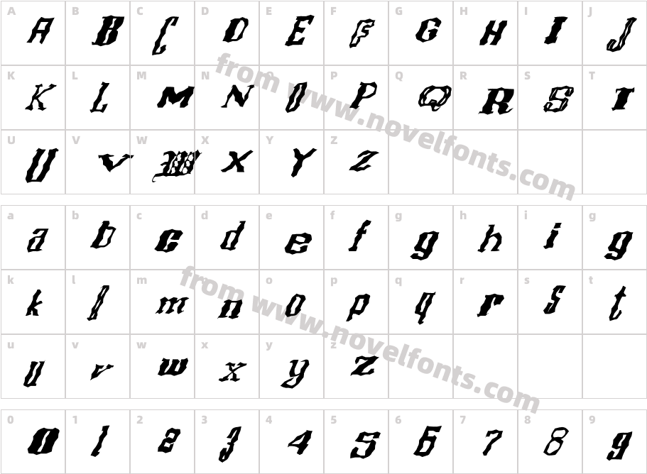 FZ WACKY 16 ITALICCharacter Map