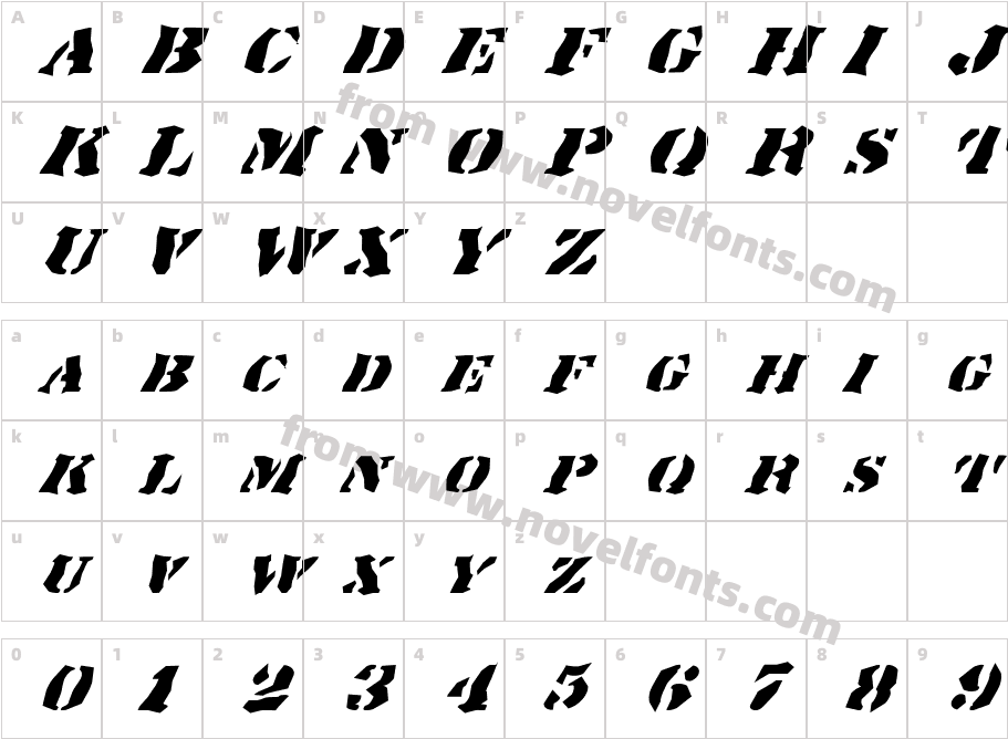 FZ WACKY 17 ITALICCharacter Map