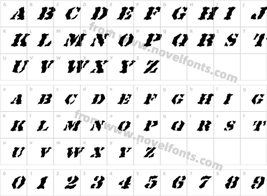 FZ WACKY 18 ITALICCharacter Map