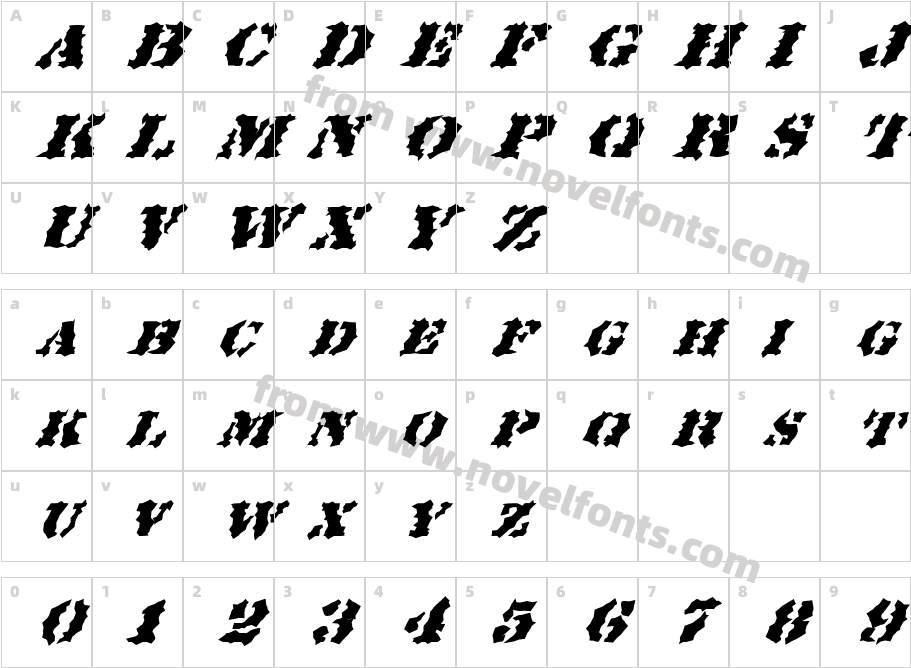 FZ WACKY 19 ITALICCharacter Map