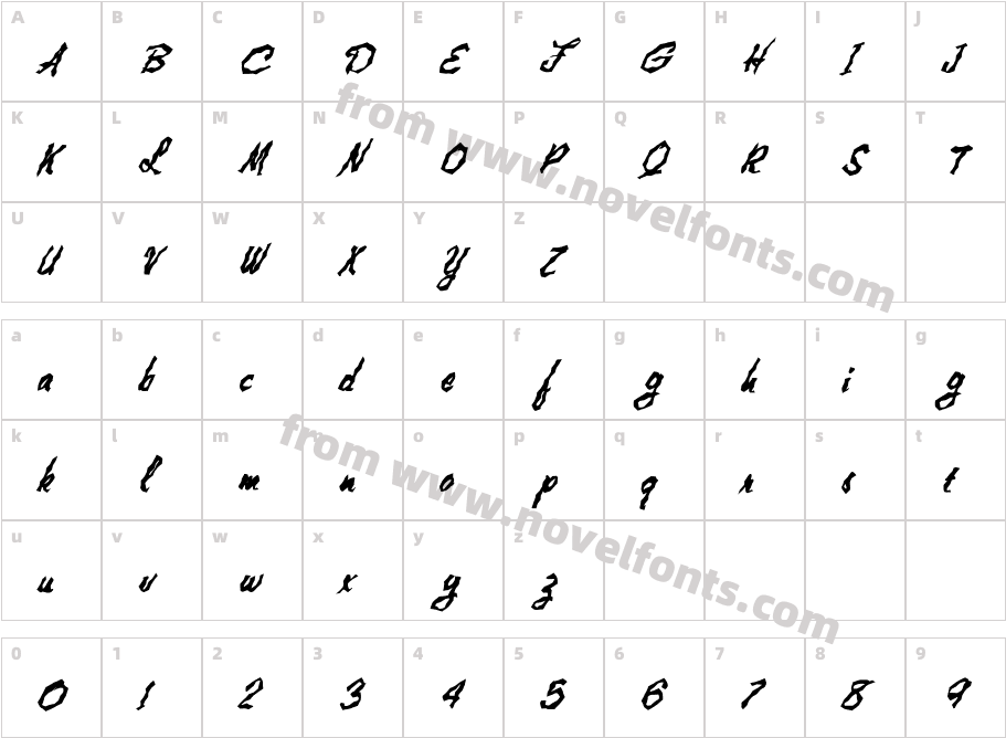 FZ WACKY 2 ITALICCharacter Map