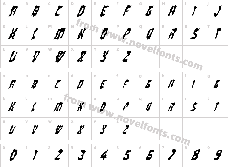 FZ WACKY 20 ITALICCharacter Map