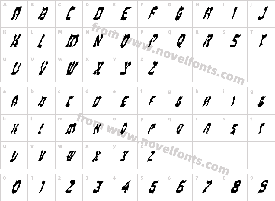 FZ WACKY 22 ITALICCharacter Map