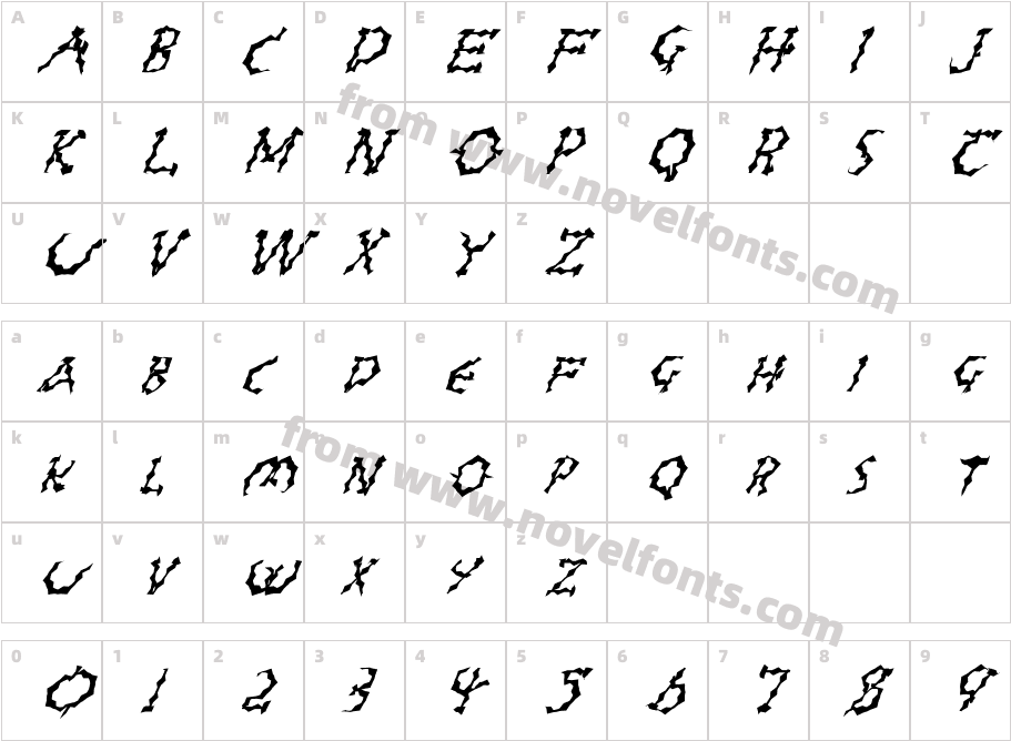 FZ WACKY 23 ITALICCharacter Map