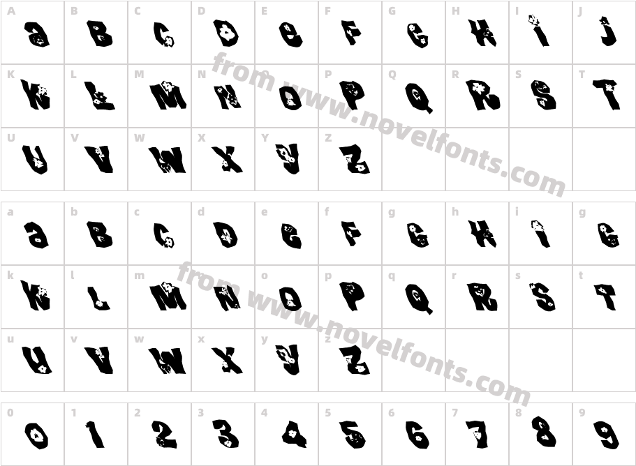 FZ WACKY 25 LEFTYCharacter Map