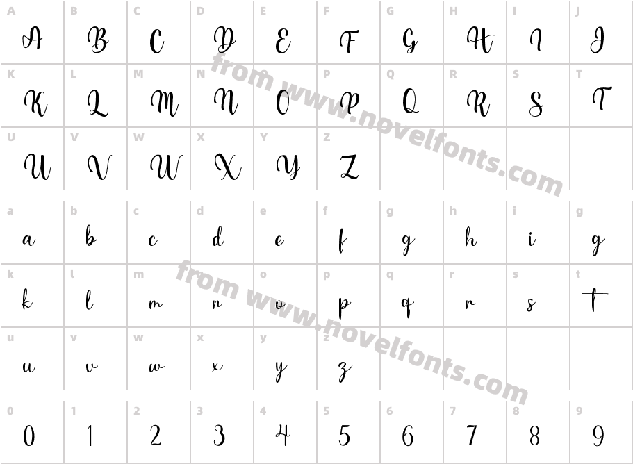 BernitaRegularCharacter Map