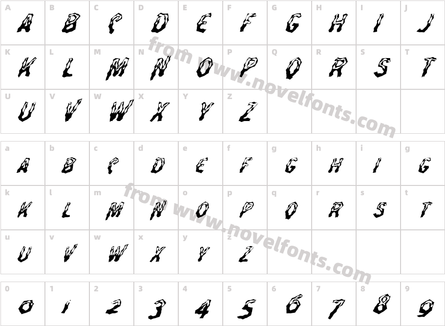 FZ WACKY 26 ITALICCharacter Map