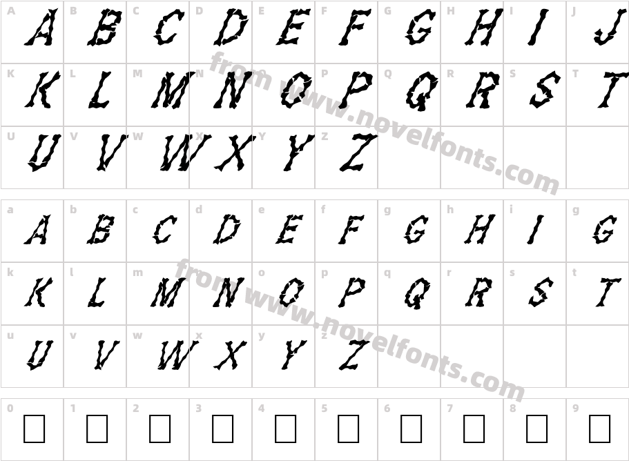 FZ WACKY 28 ITALICCharacter Map