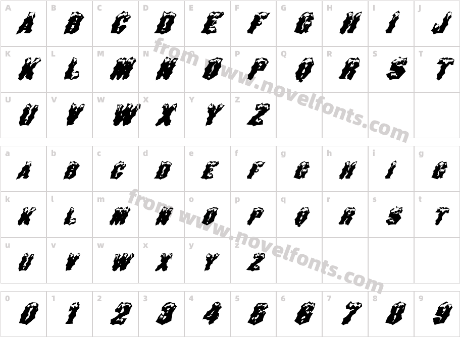 FZ WACKY 29 ITALICCharacter Map