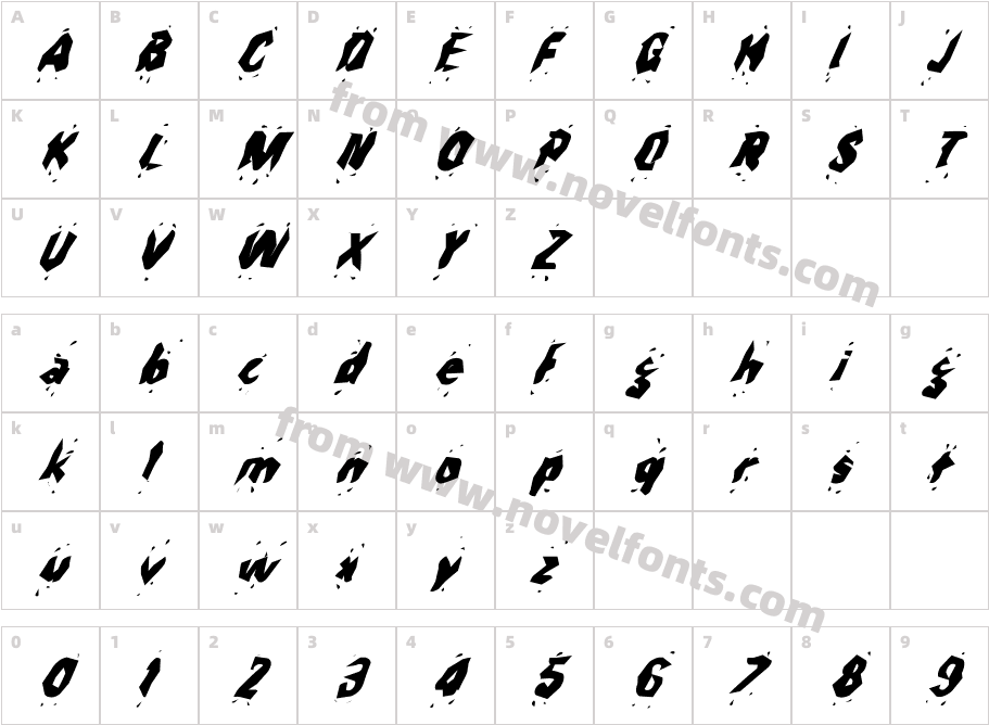 FZ WACKY 30 ITALICCharacter Map