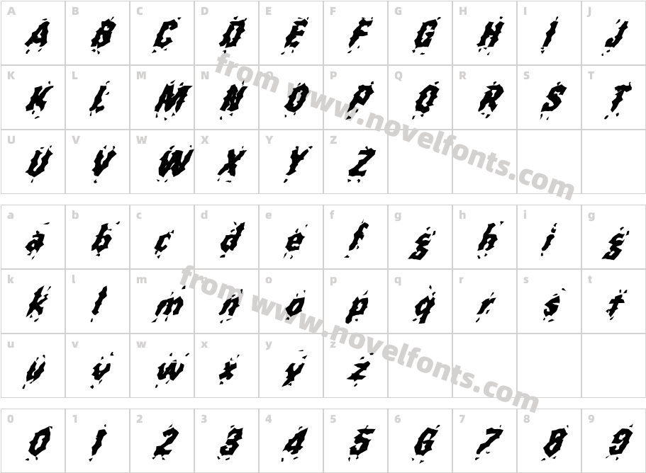 FZ WACKY 31 ITALICCharacter Map