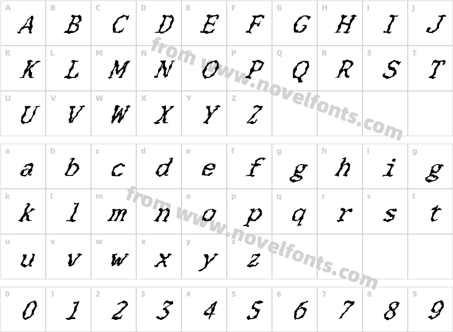 FZ WACKY 33 ITALICCharacter Map