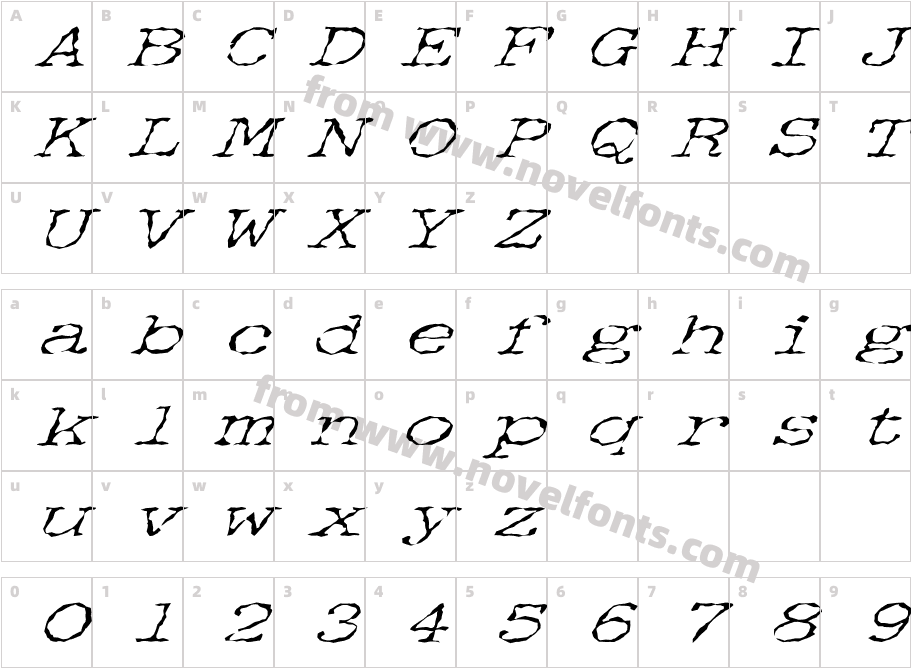 FZ WACKY 34 ITALICCharacter Map