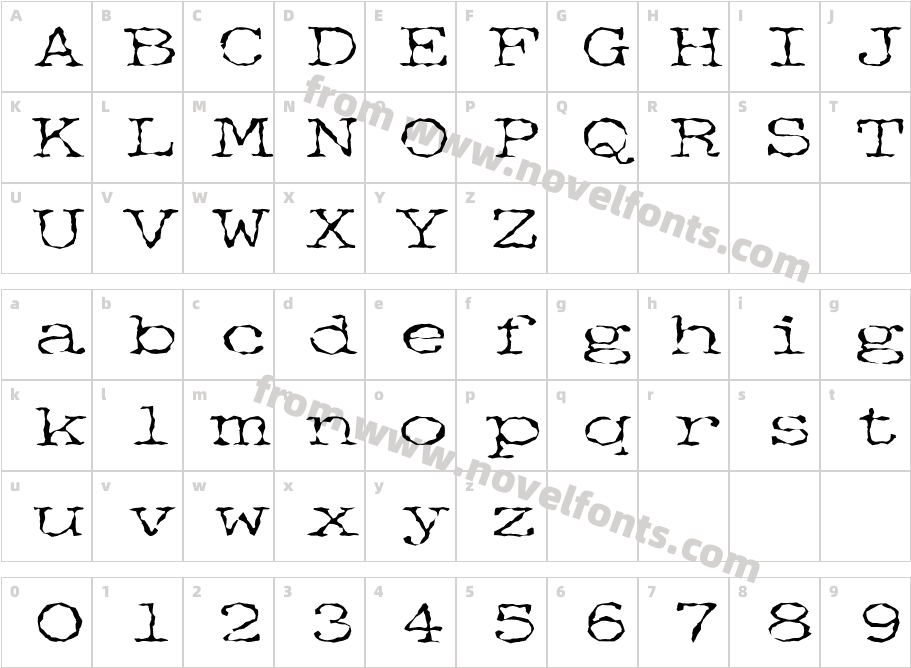 FZ WACKY 34Character Map