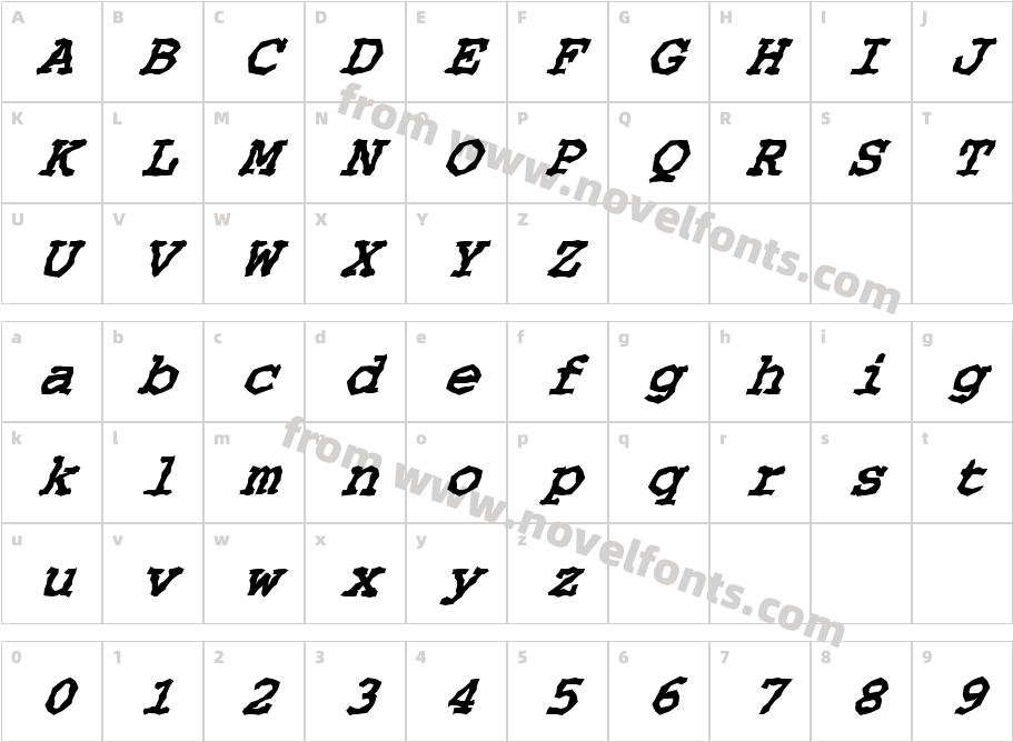 FZ WACKY 35 ITALICCharacter Map