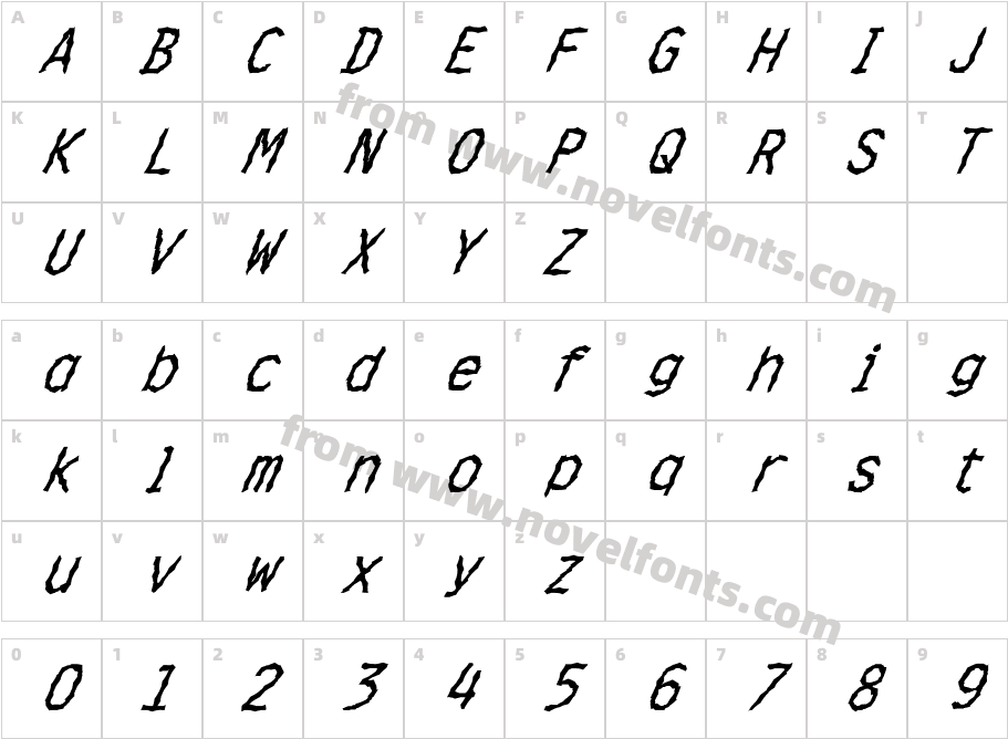 FZ WACKY 36 ITALICCharacter Map