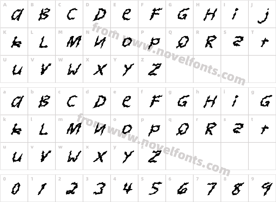 FZ WACKY 4 ITALICCharacter Map