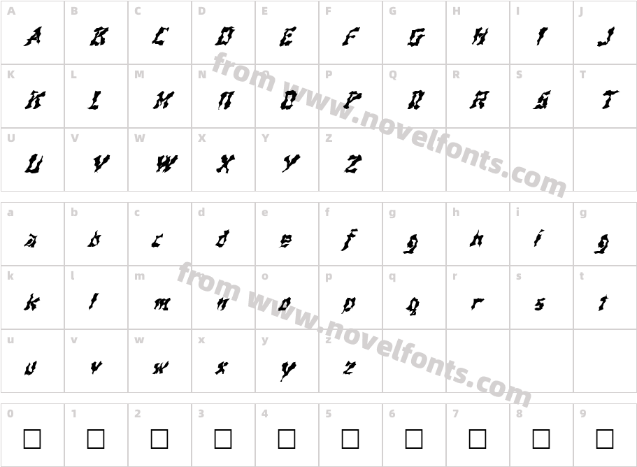 FZ WACKY 44 ITALICCharacter Map