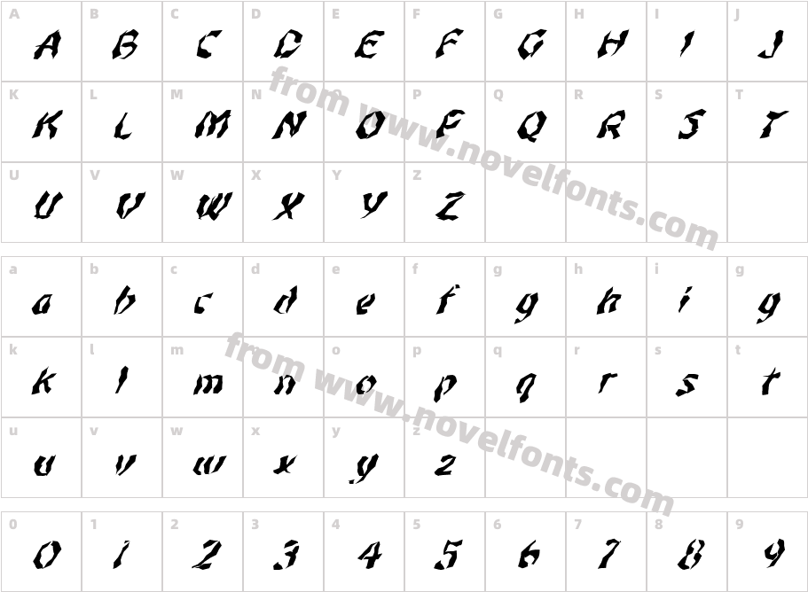 FZ WACKY 46 ITALICCharacter Map