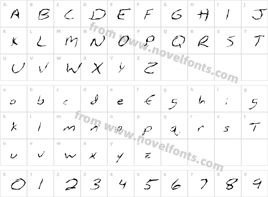 FZ WACKY 5 ITALICCharacter Map