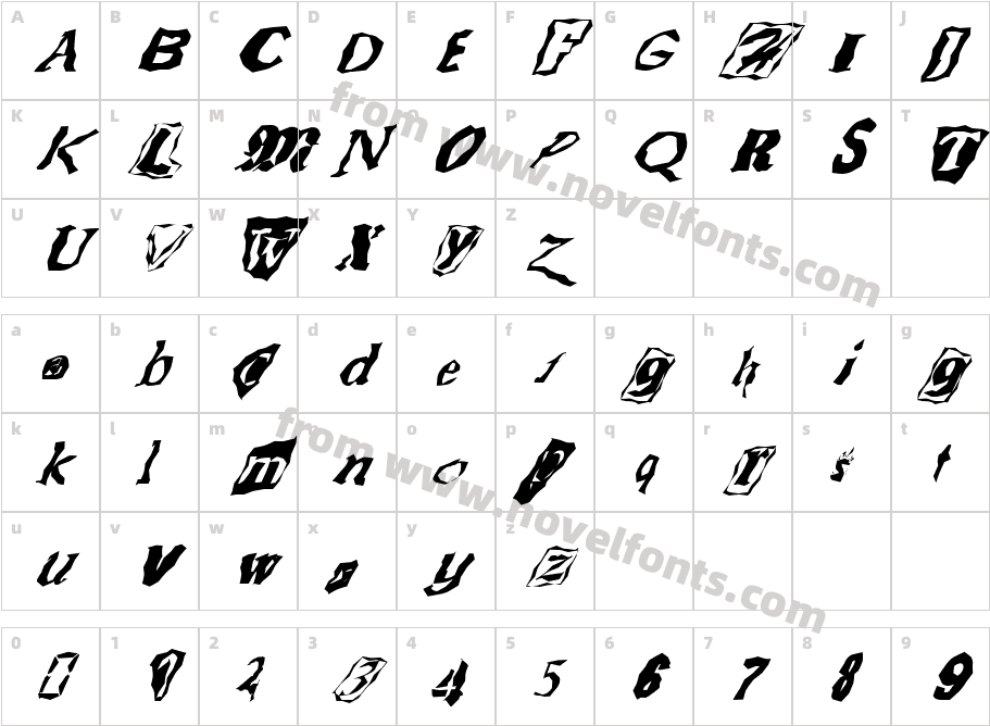 FZ WACKY 50 ITALICCharacter Map