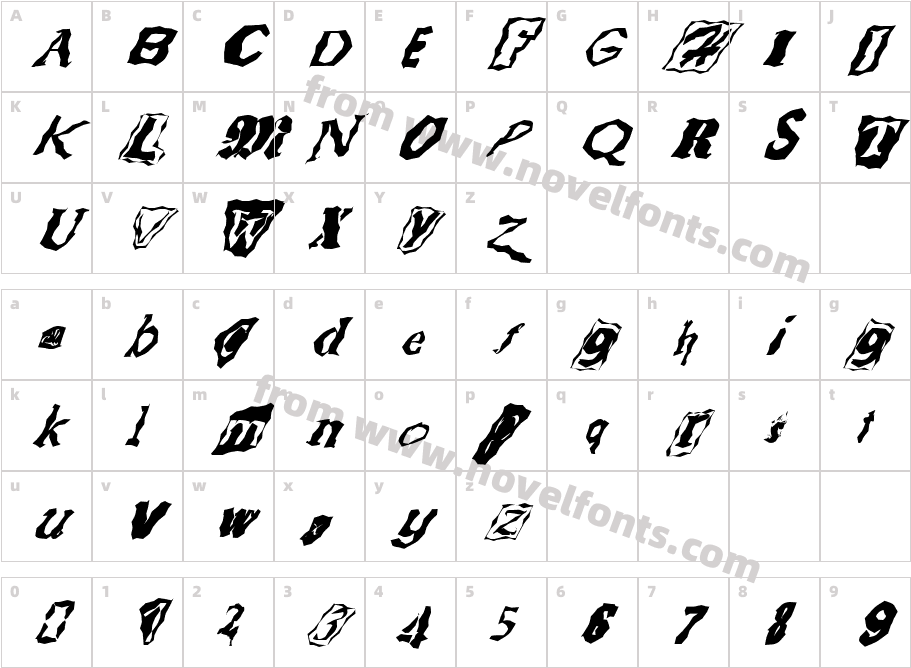 FZ WACKY 51 ITALICCharacter Map