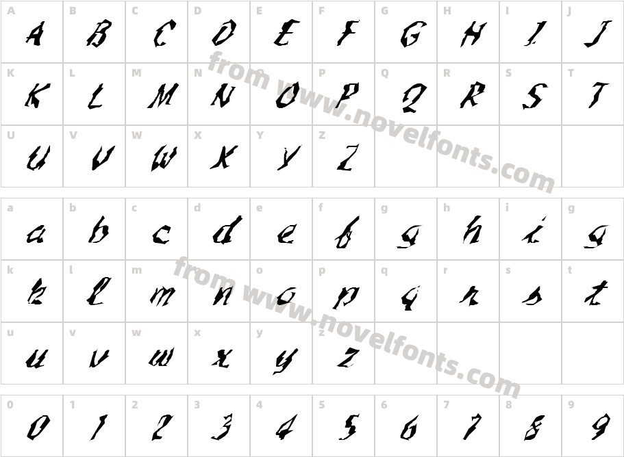 FZ WACKY 54 ITALICCharacter Map