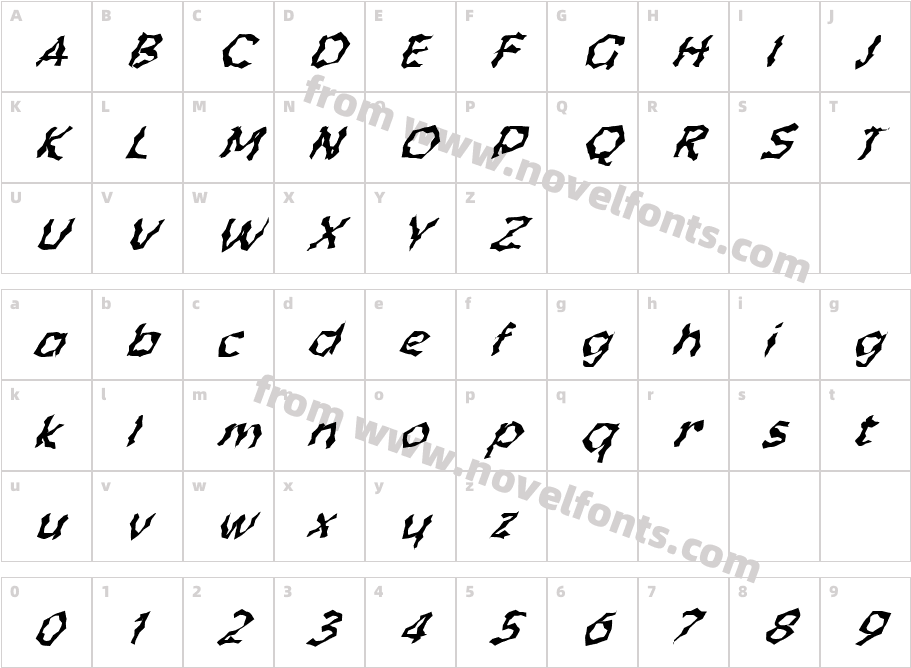 FZ WACKY 55 ITALICCharacter Map